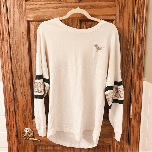 PINK Victoria’s Secret Varsity Ombré Bling Crew Size XS - Picture 1 of 13